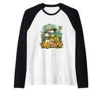 Cool Duck My Life Funny Duck Wearing Sunglasses Camo Hat Raglan Baseball Tee