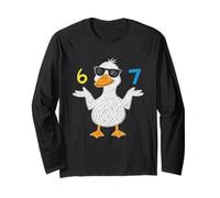 Cool Duck Sunglasses Six Seven 6 7 Scribbles Animal Meme Long Sleeve T-Shirt