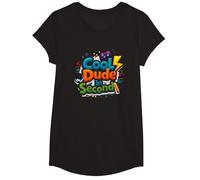 Cool Dude in Second: Playful School & Sports Theme T-Shirt, Girls, Black, Medium