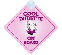 Cool Dudette on Board Car Sign for Children/Baby Girls Non Personalised Character Theme