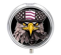 Cool Eagle Pill Box Medicine Pill Organizer 3 Compartment Daily Pill Case Small Pill Container Round Pill Holder Travel Pill Box Metal Pill Case for Purse Pocket