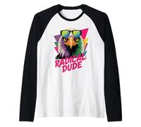 Cool Eagle Radical Dude Vintage Vaporwave Nostalgia Raglan Baseball Tee