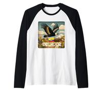 Cool Ecuador Graphic Costume with Bird and Patriotic Flag Raglan Baseball Tee