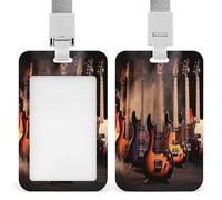 Cool Electric Guitar Badge Holders Retractable ID Badge Holder with Lanyard Heavy Duty Badges Reel Card Protector Detachable ID Card Holder for Nurse Teacher Staff Officer