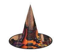 Cool Electric Guitar Halloween Witch Hats 2 Pcs, Witches Hat Mens Womens Floating Hats Costume Accessories Indoor Outdoor Halloween Decorations For Porch Yard Indoor Outdoor Decor Party Supplies