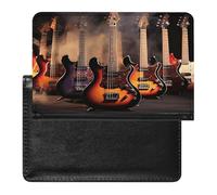 Cool Electric Guitar Passport Holder Passport Wallet Document Organizer Protector PU Leather Card Slot Travel Accessories