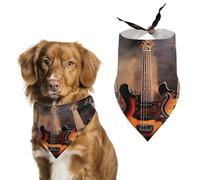 Cool Electric Guitar Pet Scarf Adjustable Pet Accessories Triangular Scarf Washable Floral Print Puppy Bib Bandana Stylish Comfortable Cat Scarves for Holiday Scarfs