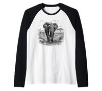 Cool Elephant in Natural Raglan Baseball Tee