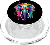 Cool Elephant With Headphones Retro Splash PopSockets PopGrip for MagSafe