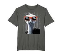 Cool Emu Bird Wearing Sunglasses Graphic Art T-Shirt, Men's Big and Tall, Asphalt Grey, 2X Tall