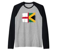 Cool England Jamaica Flag Proud Jamaican English Roots Pride Raglan Baseball Tee
