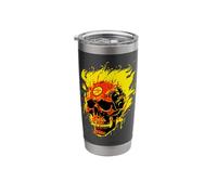 Cool Evil Screaming Skull On Fire and Burning Red Hot Flames Stainless Steel Insulated Tumbler