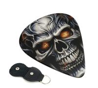 Cool Evil Skull 6 Pack Guitar Picks With Holder, Personalized Guitar Plectrums Non-Slip Portable Ukulele Bass Picks 0.96mm For Acoustic Guitar Lovers Gifts