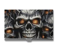 Cool Evil Skull Business Card Case Business Card Storage Slim Metal Credit Card Wallet Multi Functional Flip Cover Minimalist Wallet Card for Men And Women