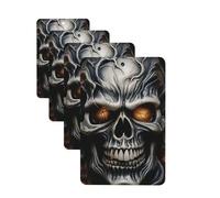 Cool Evil Skull Car Air Fresheners Cards Set of 4 Pieces,Long-Lasting Car Aromatherapy Tablets Hanging Scented Cards for Wardrobe Bathroom Rearview Mirror Hanging Ornament
