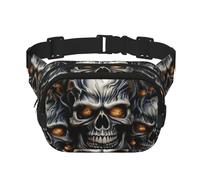 Cool Evil Skull Fanny Pack For Women Waterproof Adjustable Belt Bags Waist Pack Fashion Casual Crossbody Bags Bum Bag For Running Workout Hiking Traveling, Black, One Size