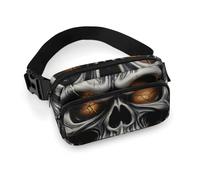 Cool Evil Skull Fanny Pack Waterproof External Pocket Portable Waist Pack Outdoor Adjustable Strap Lightweight Waist Bag for Workout Traveling Casual Running Hiking Cycling