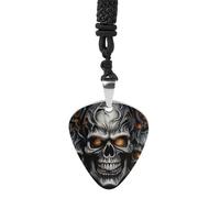 Cool Evil Skull Guitar Pick Necklace Exquisite Cool Pendant Necklaces Titanium Steel Personalized Necklaces Fashion Guitar Pick Holder Necklace Unisex Unique Gifts
