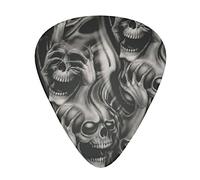 Cool Evil Skull Guitar Picks 12 Pcs Classical Triangle Guitar Plectrums Includes Thin, Medium & Heavy Gauges 3 Sizes for Bass Electric Acoustic Guitars Ukulele with Organizer Storage Box