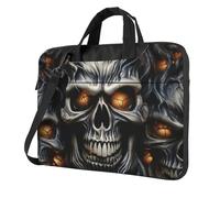 Cool Evil Skull Laptop Bag 13-15.6Inch, 360° Protective Laptop Sleeve Case Shockproof Messenger Shoulder Bag Waterproof Computer Case Carrying Cover Briefcases for Men Women