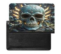 Cool Evil Skull Passport Holder with Card Slots Portable Passport Cover Compact Waterproof Passports Protector