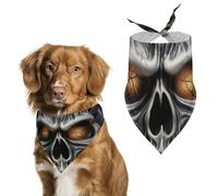 Cool Evil Skull Pet Scarf Adjustable Pet Accessories Triangular Scarf Washable Floral Print Puppy Bib Bandana Stylish Comfortable Cat Scarves for Holiday Scarfs