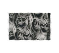 Cool Evil Skull Printed Placemats Set of 6Pcs Washable Place Mats for Kitchen Table Heat-resistand Table Mats 45x30 CM