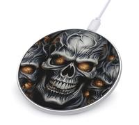 Cool Evil Skull Wireless Charger with USB Cable,Aluminum Alloy Frame 10W Max Compatible Fast Wireless Charging Pad- 3.2ft Cable Included for Travel Home Office Desk