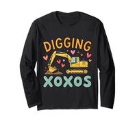 Cool Excavator Digging XOXOs Valentine Operator Love Machine Long Sleeve T-Shirt