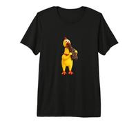 Cool Famous Yellow Rubber Chicken Cartoon Toy Eats Chocolate Premium T-Shirt