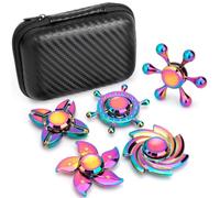 Cool Fidget Spinner Toy Metal 5 Pack Age 3+, Handheld Fingertip Gyro, Finger Hand Spinner Sensory Desk Toy Gadget, Stress Relief Anti Anxiety Toy for Kid Adult, Birthday Gift Party Favors Supplies