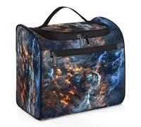 Cool Fierce Tiger Travel Toiletry Bag for Women Men Kids Girls Boys 11.2 L Big Cosmetic Makeup Bag Hanging Wash Pouch Bag Toiletries Organizer Shower Bag