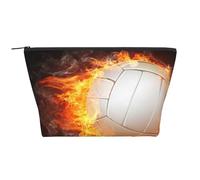 Cool Fire Flame Volleyball Ball, Toiletry Pouch Makeup Bag Cosmetic Bag Portable Travel Toiletry Bag