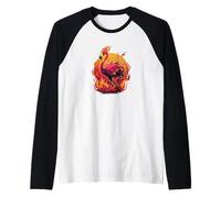 Cool Fire Flamingo Costume for Animals and Flames Lovers Raglan Baseball Tee