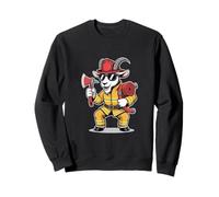 Cool Firefighter Goat Cartoon With Axe And Hose Sweatshirt