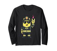 Cool Firefighter Mascot Rock Hand Sign Rescue Graphic Fire Long Sleeve T-Shirt