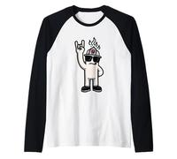 Cool Firefighter Mascot Rock Hand Sign Rescue Graphic Fire Raglan Baseball Tee