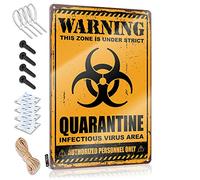 Cool Flags For College Dorm Warning This Zone Is Under Strict Quarantine Tin Sign Wall Flags For Guys Garden Decorations(20X30CM)