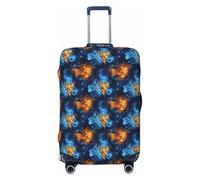 Cool Flame Lion Head Print Travel Luggage Covers, Washable Suitcase Covers Protector for Luggage 18-32 Inch High Elasticity, Black, Small