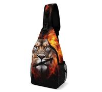 Cool Flaming Lion Fire Unisex Chest Bag Adjustable Strap Crossbody Backpack Multiple Pockets Sling Bag For Outdoor Cycling Working