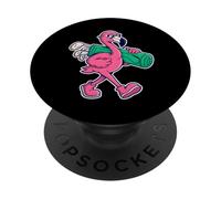 Cool Flamingo Golfer With Golf Bag Cartoon PopSockets Adhesive PopGrip