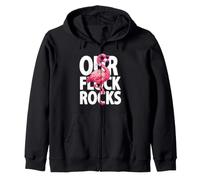 Cool Flamingo Tropical Bird Flock Rocks Funny Retro Summer Zip Hoodie