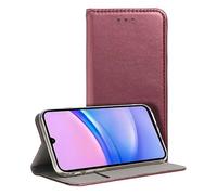 Cool Flip Cover Case for Samsung A155 Galaxy A15 / A15 5G Plain Burgundy