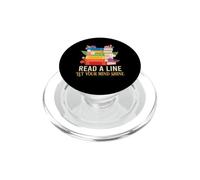 cool floral colorful books read a line let your mind shine PopSockets PopGrip for MagSafe