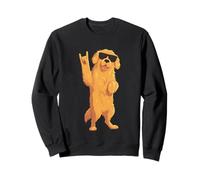 Cool Fluffy Dog Rock Hand Sign Sunglasses Graphic And Roll Sweatshirt