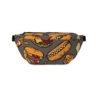 Cool Food Party Hamburgers Pizza Hot Dog Crossbody Bag Waist Fanny Pack, Chest Daypack Bum Bags for Running, Workouts, Outdoor, Training