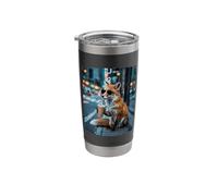 Cool Fox in Sunglasses Drinking Iced Coffee Art Stainless Steel Insulated Tumbler