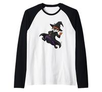 Cool Fox in Witch Costume Raglan Baseball Tee