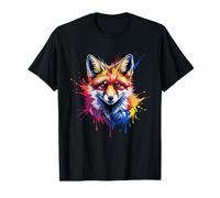 Cool Fox On Colorful Painted Fox Fox For Women Girls Kids T-Shirt