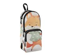 Cool Fox Pencil Case, Big Capacity Pen Bag with Compartment Students Schoolbag Shape Stationery Organizer Pencil Pouch Marker Case for School Office Work
